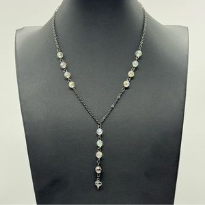 Vintage Napier Y Beaded Heart Necklace-Gloss
Black-1980-Rare-Black